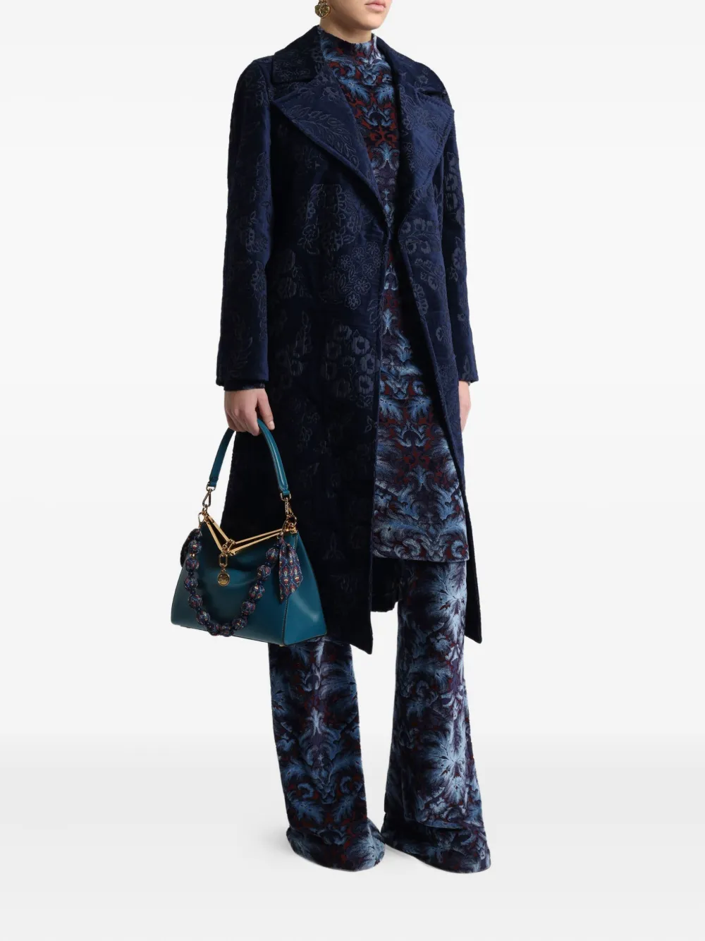 ETRO Chenille jas met bloemen jacquard Blauw