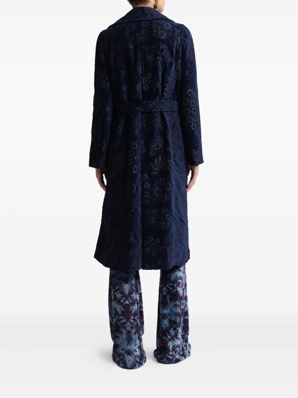 ETRO Chenille jas met bloemen jacquard Blauw