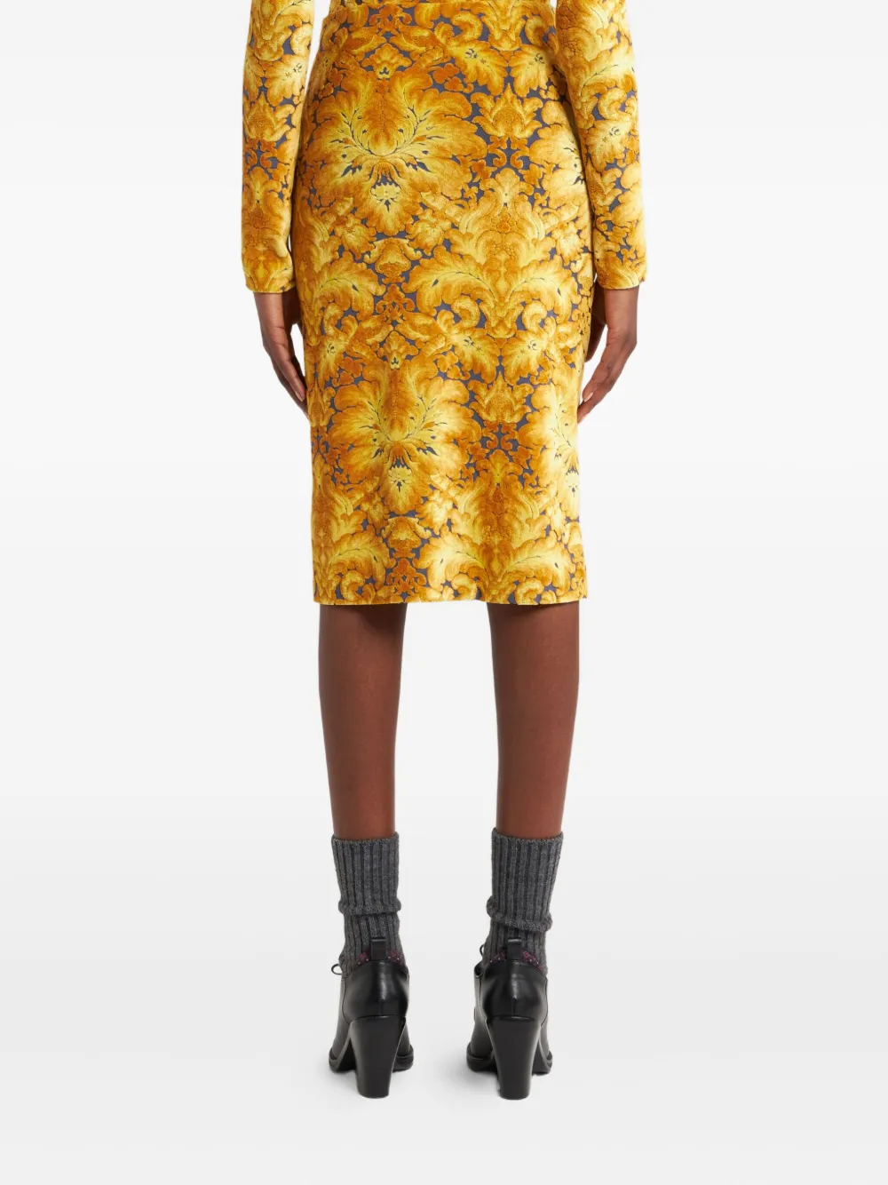 ETRO Chenille midi-rok met jacquard Geel