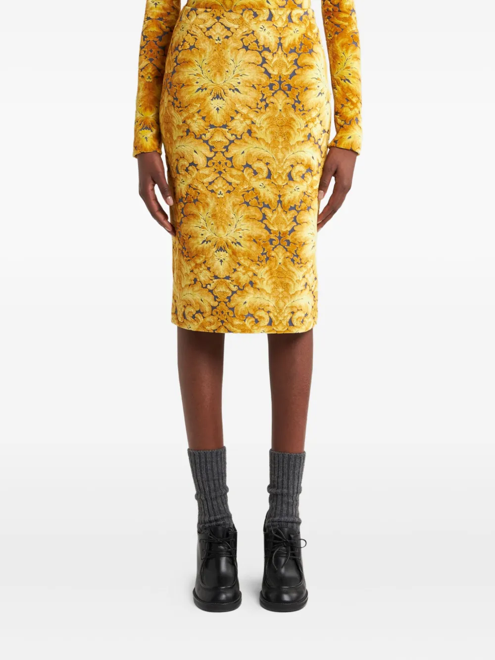 ETRO Chenille midi-rok met jacquard Geel