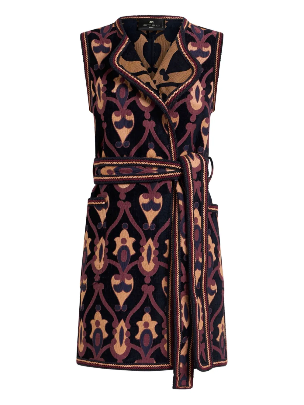 ETRO Mini-jurk met ceintuur en jacquard-patroon Blauw