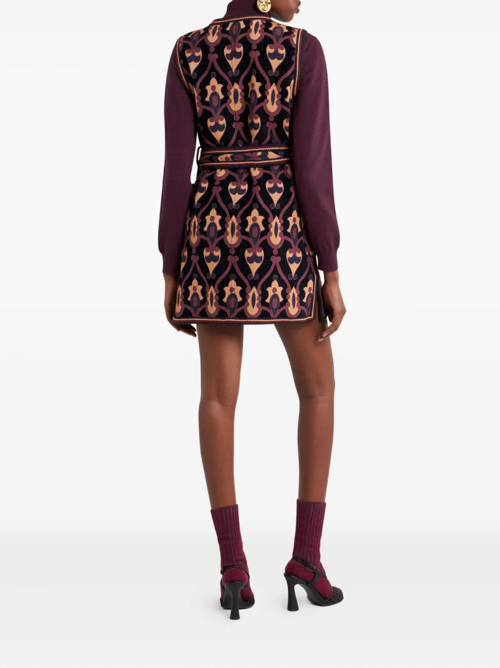 ETRO Mini-jurk met ceintuur en jacquard-patroon Blauw