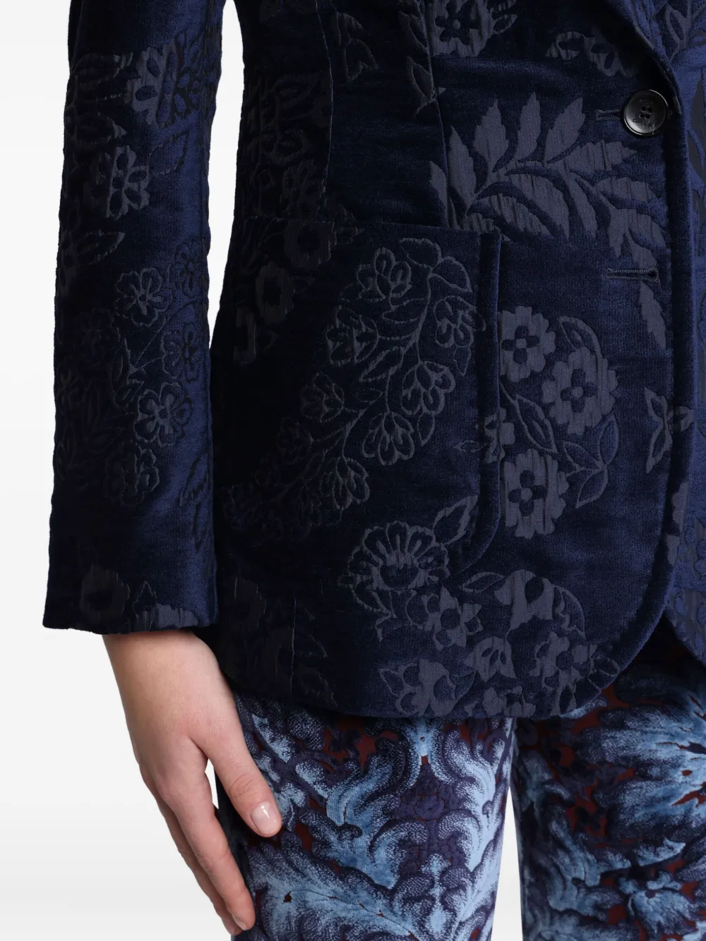 ETRO Blazer met bloemjacquard Blauw
