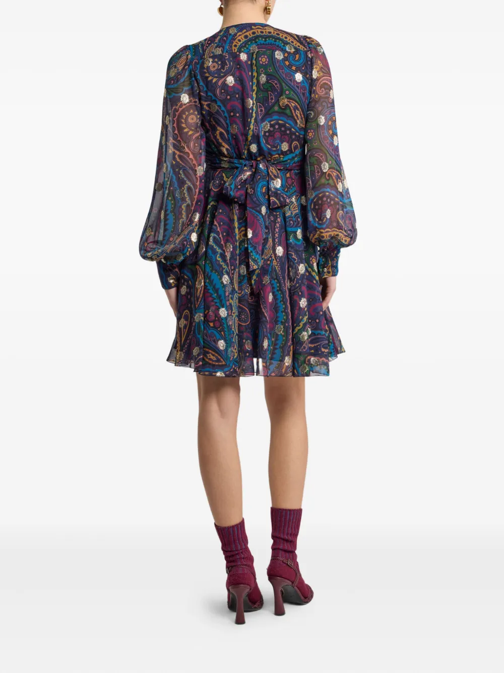 ETRO Mini-jurk met paisley-print en V-hals Blauw