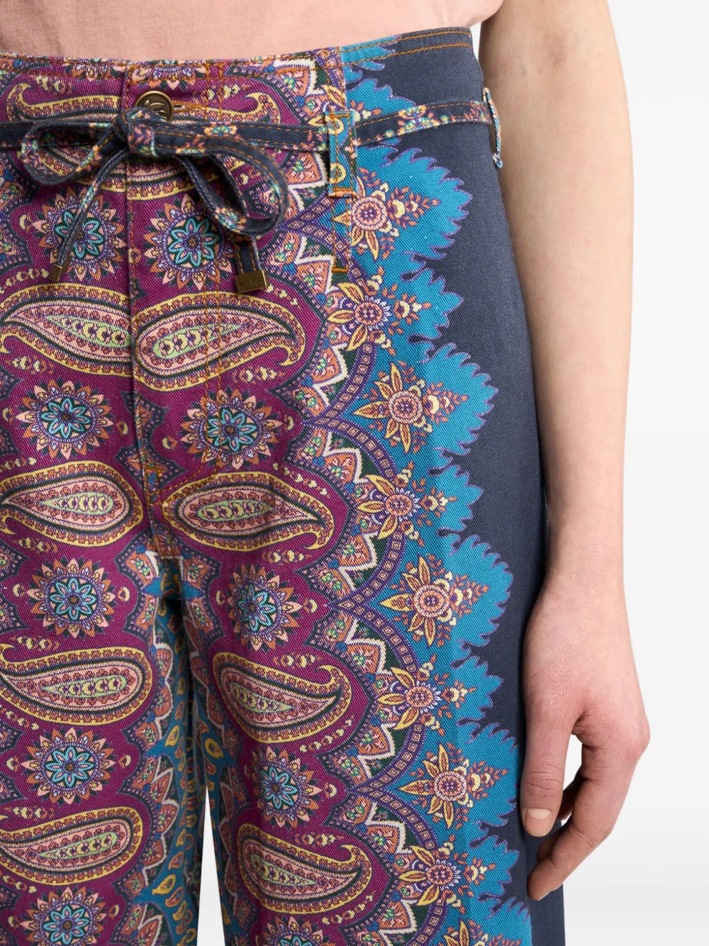 Etro Culotte Jeans With Placed Print In Multi