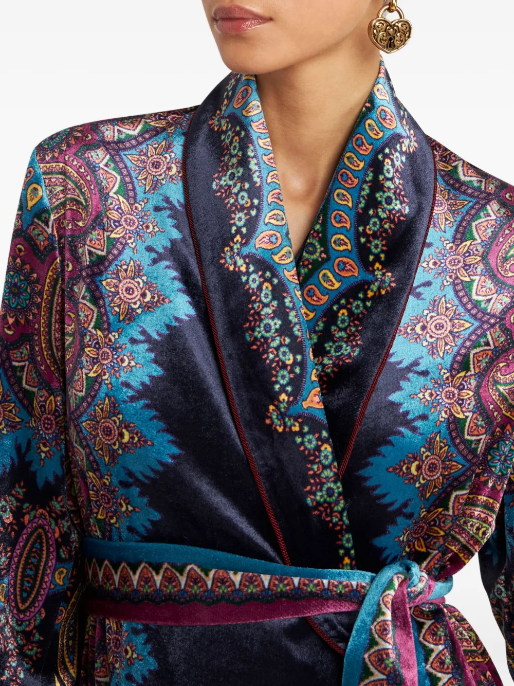 ETRO Fluwelen badjas met paisley-print Blauw