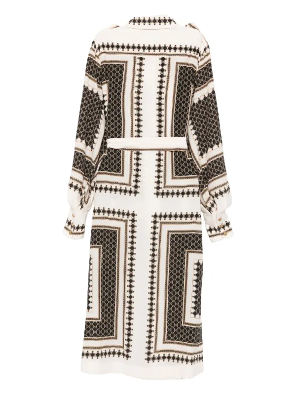ZIMMERMANN geometric-print Belted Dress | Neutrals | FARFETCH