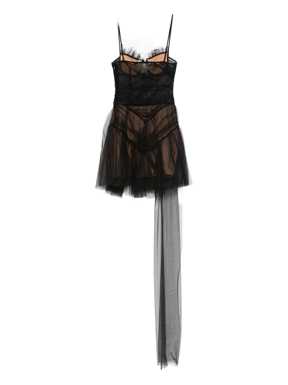 Nensi Dojaka Strap-detail Tulle Mini Dress In Black