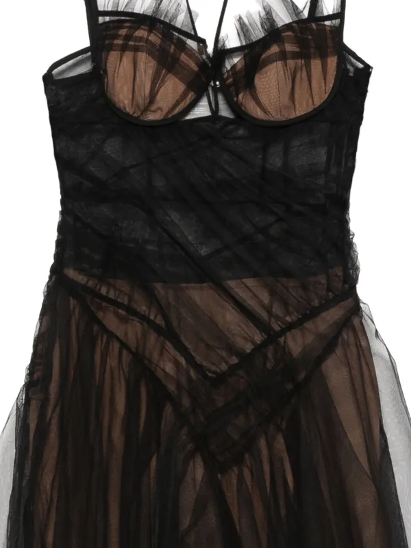 Nensi Dojaka strap-detail Tulle Mini Dress | Black | FARFETCH