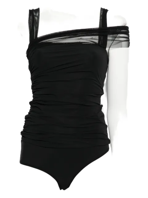 Nensi Dojaka tulle-detail ruched bodysuit