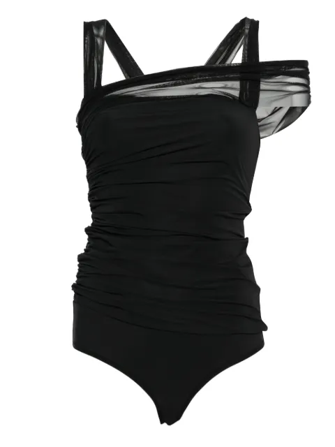 Nensi Dojaka tulle-detail ruched bodysuit
