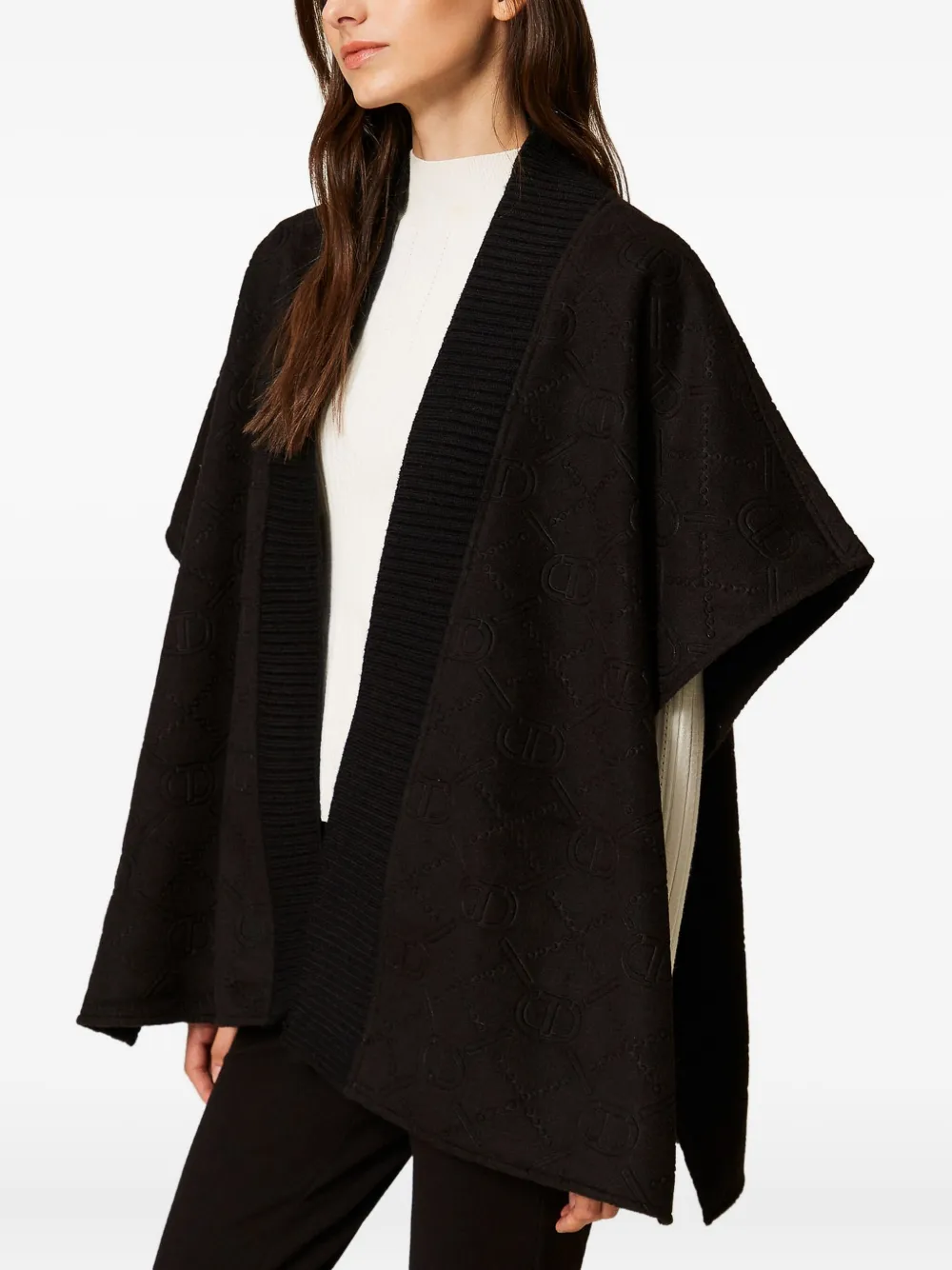Twinset Oval T-logo Poncho In Black