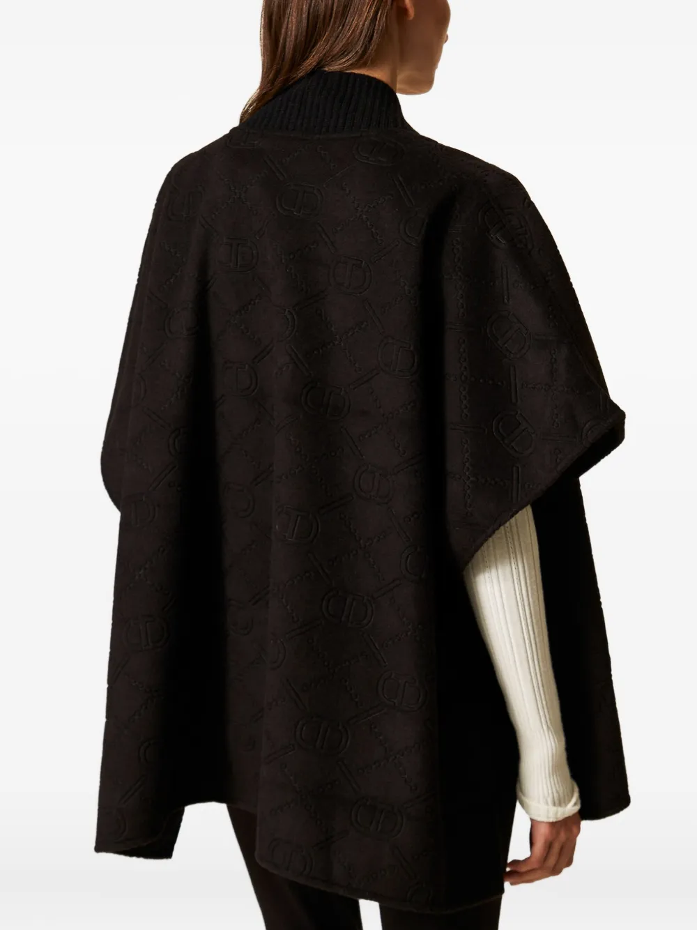 Twinset Oval T-logo Poncho In Black
