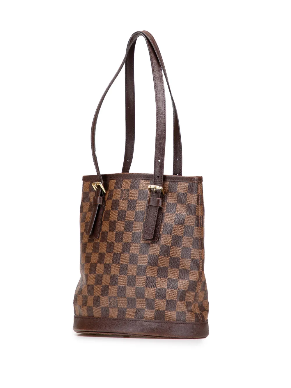 Pre-owned Louis Vuitton 2000 Damier Ebene Marais Bucket Bag In Brown
