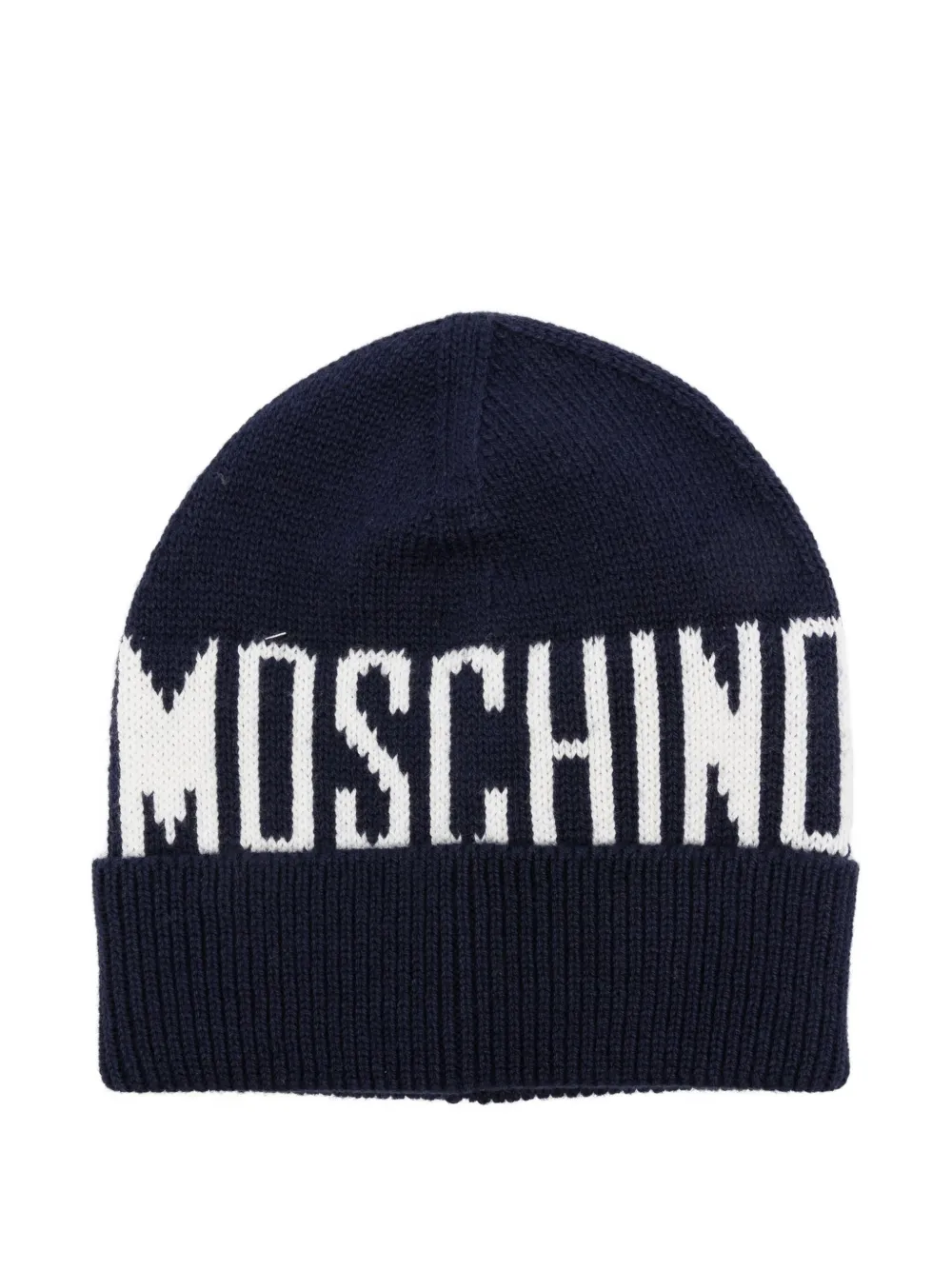 Moschino Kids logo-embroidered beanie hat Blauw