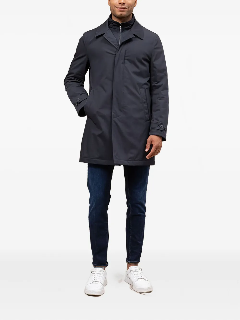 Fay Double-front Morning Coat With Padded Interior In Black