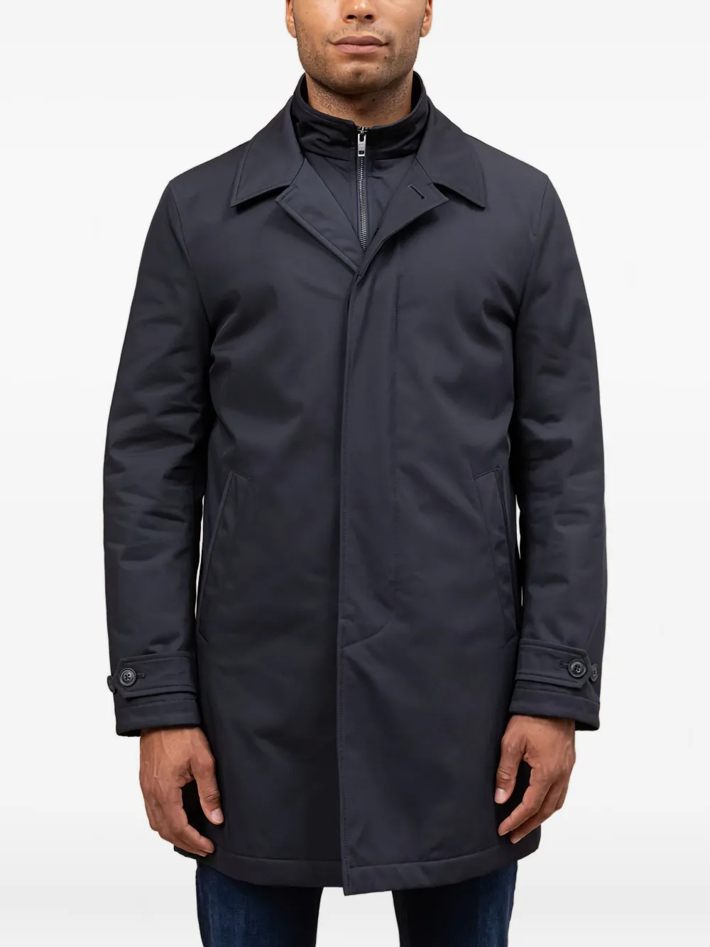 Fay Double-front Morning Coat With Padded Interior In Black