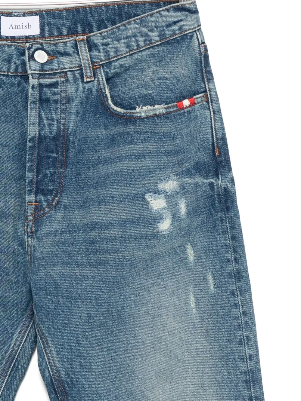 Amish Classic Blue Denim Jeans In Blue