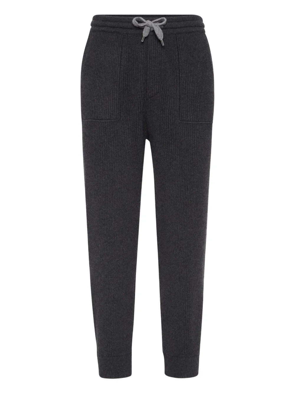 Brunello Cucinelli Ribbed Knit Track Pants In Gray