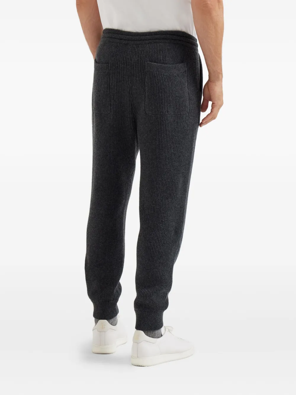 Brunello Cucinelli Ribbed Knit Track Pants In Gray