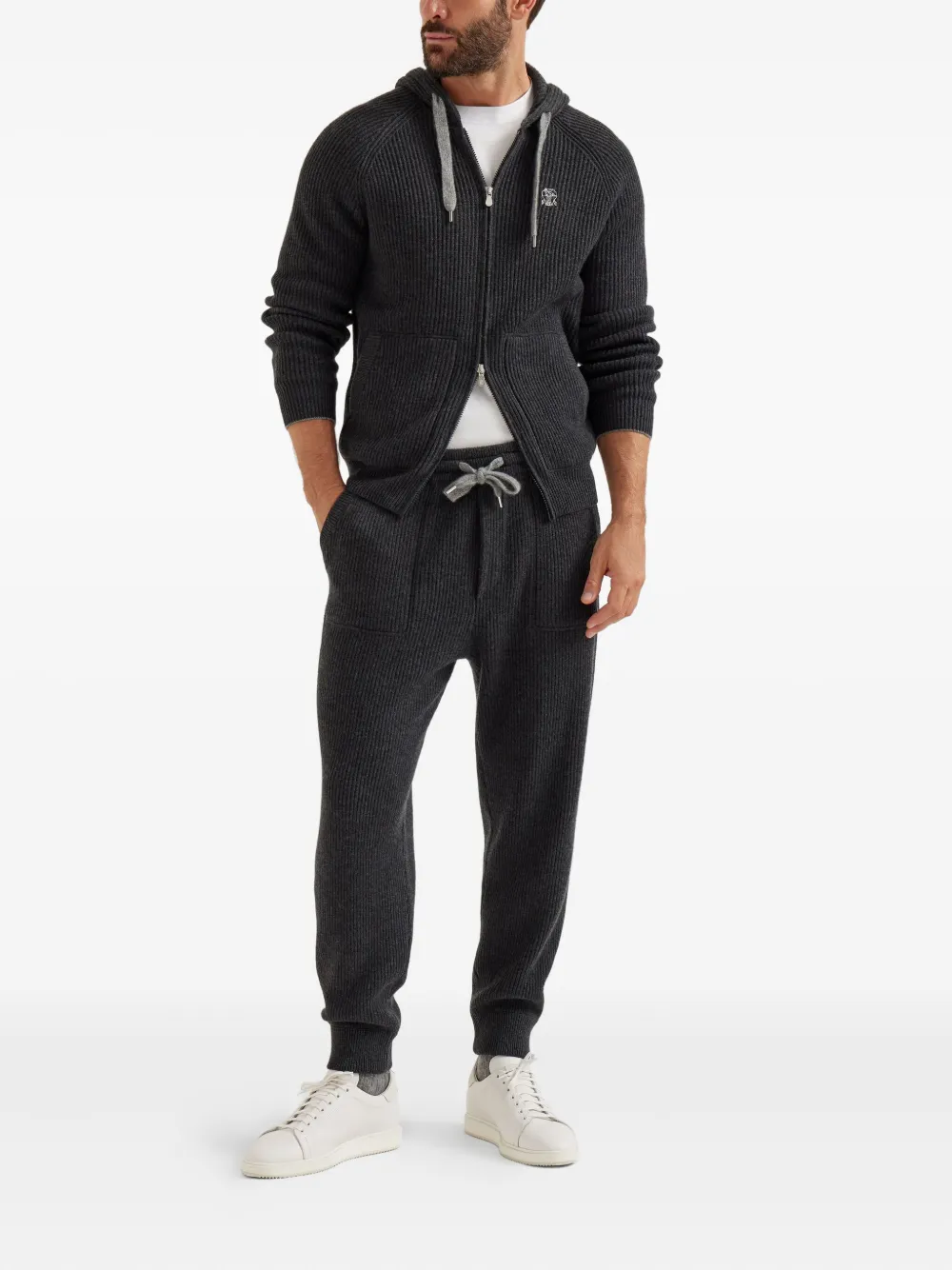 Brunello Cucinelli ribbed knit track pants - Grijs
