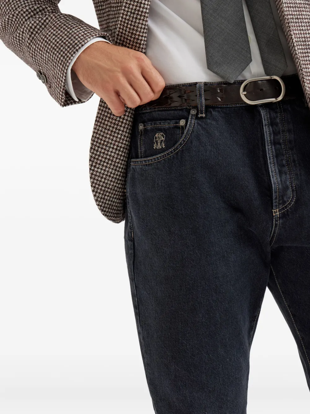 Brunello Cucinelli Leisure five-pocket logo jeans Grijs