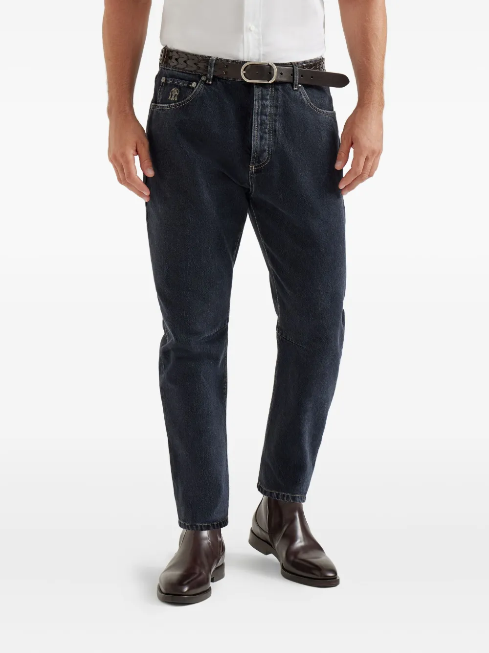 Brunello Cucinelli Leisure five-pocket logo jeans Grijs