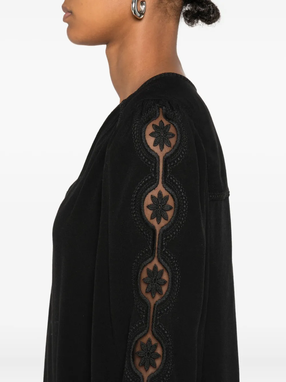 TWINSET Top met pofmouwen en V-hals Zwart