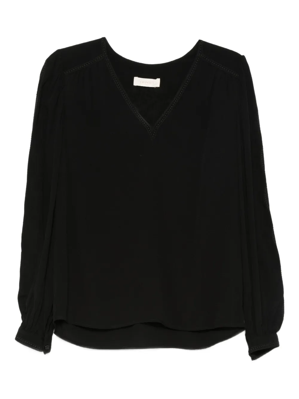 TWINSET Top met pofmouwen en V-hals Zwart