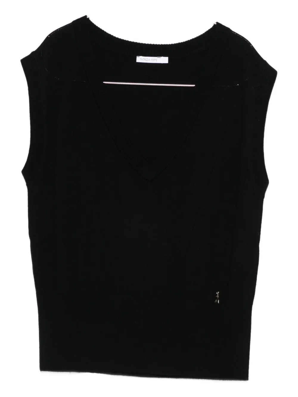 Patrizia Pepe V-neck Wool Vest In Black