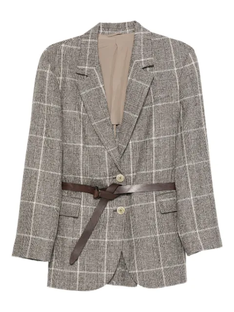Brunello Cucinelli checked belted blazer