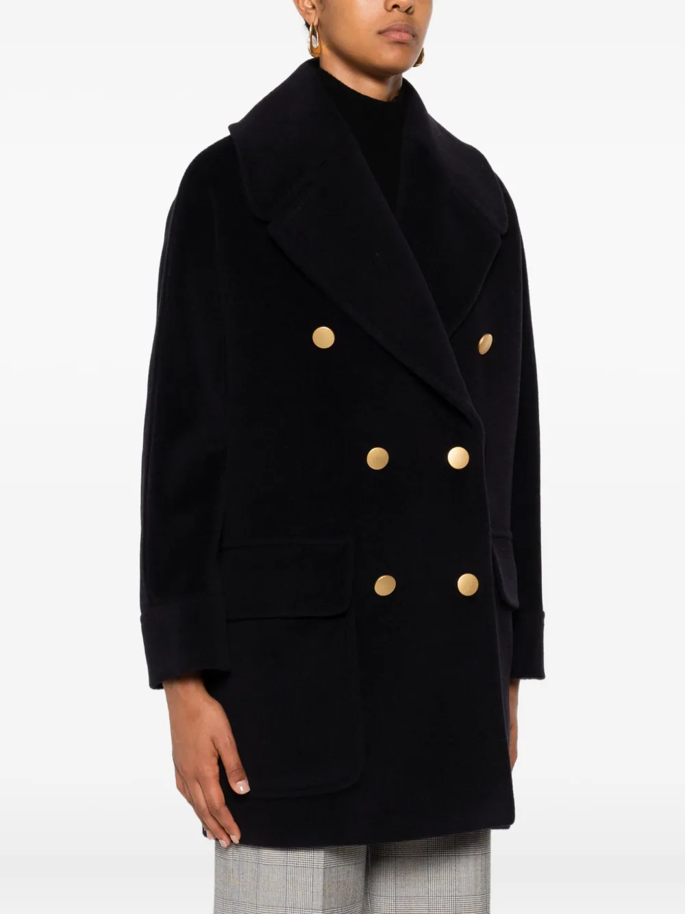 Tagliatore double-breasted patch-pocket coat Blauw