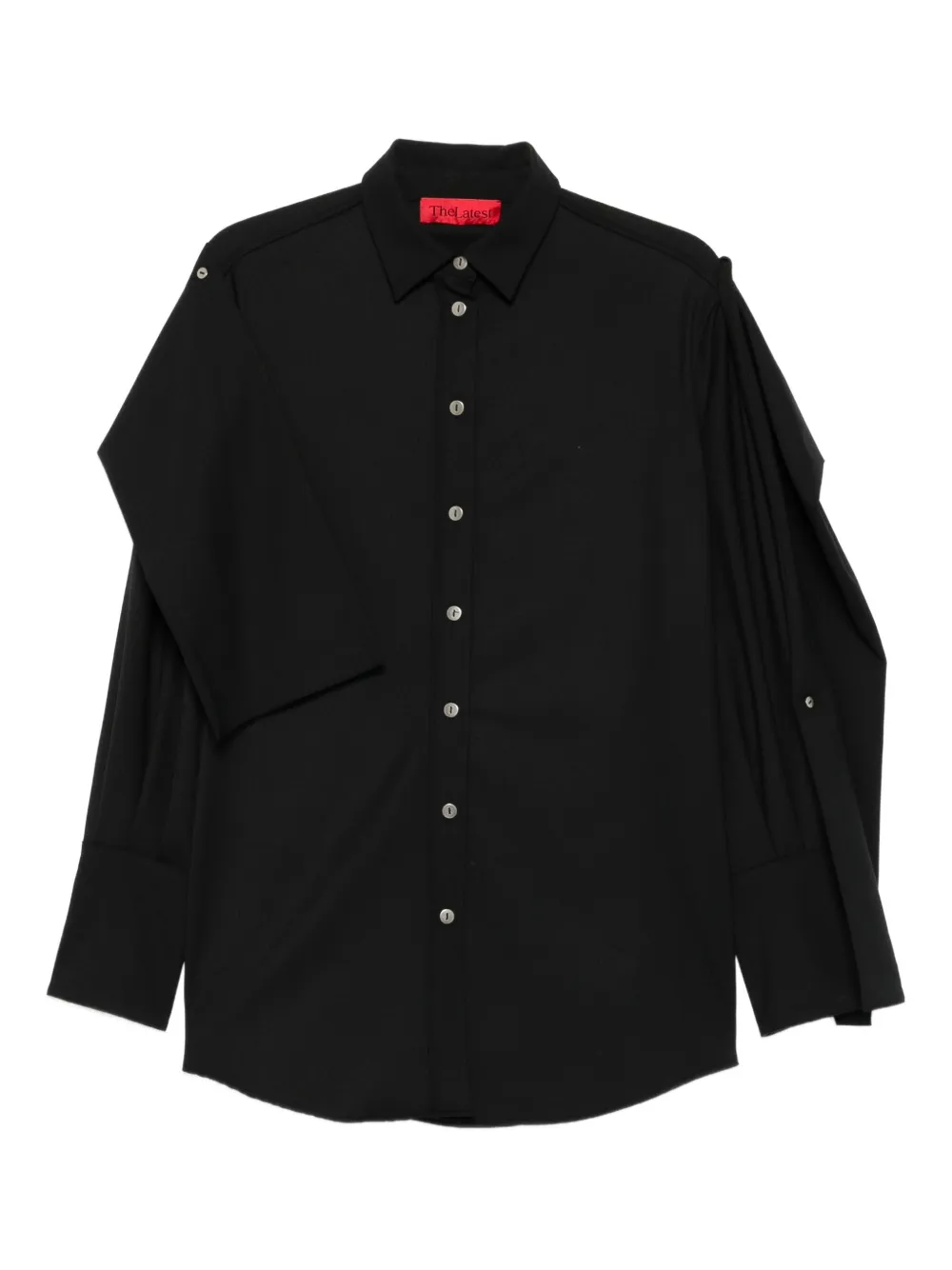 THELATEST button-fastening draped-sleeve shirt | Black | Image 1