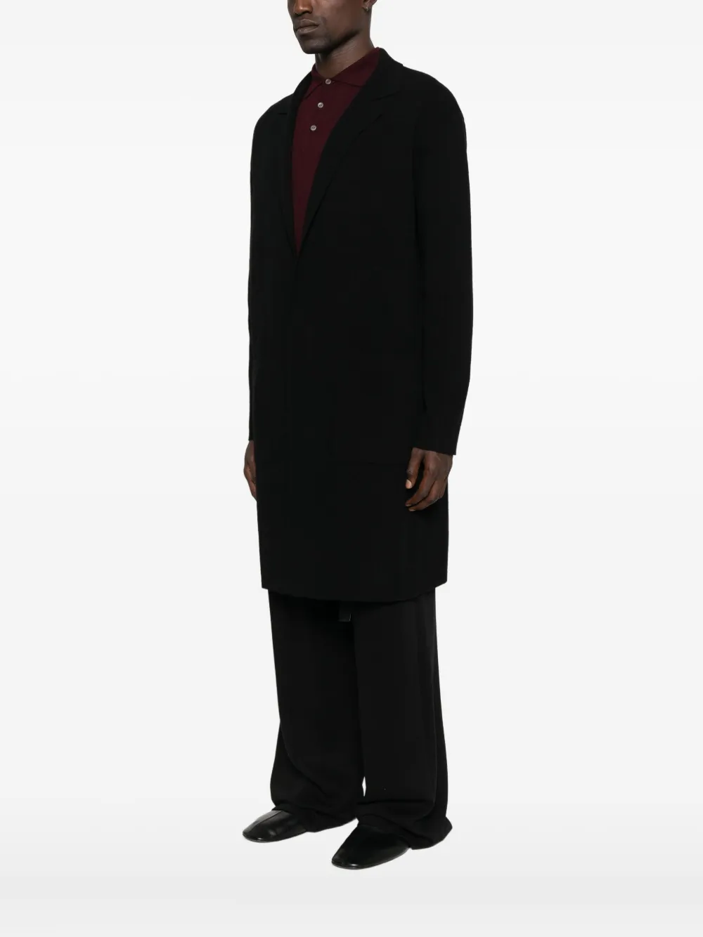 Tagliatore V-neck wool coat Zwart