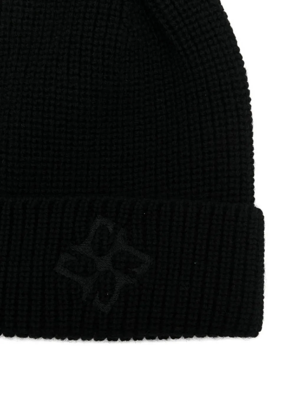 Tagliatore embroidered ribbed beanie Zwart