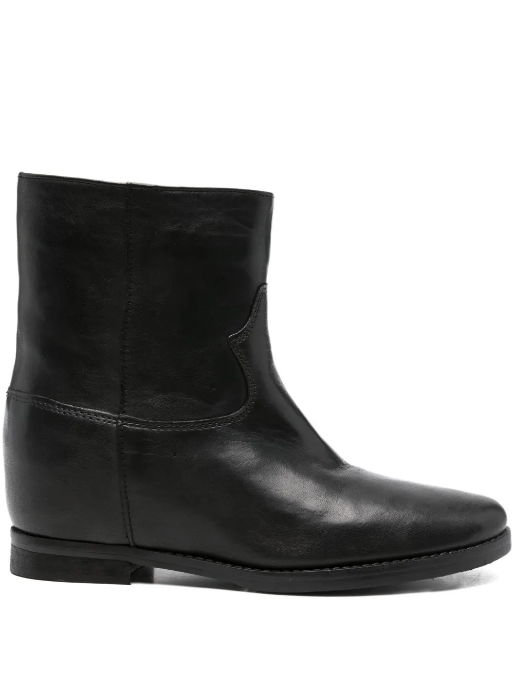 Julie Dee Leather Ankle Boots In Black