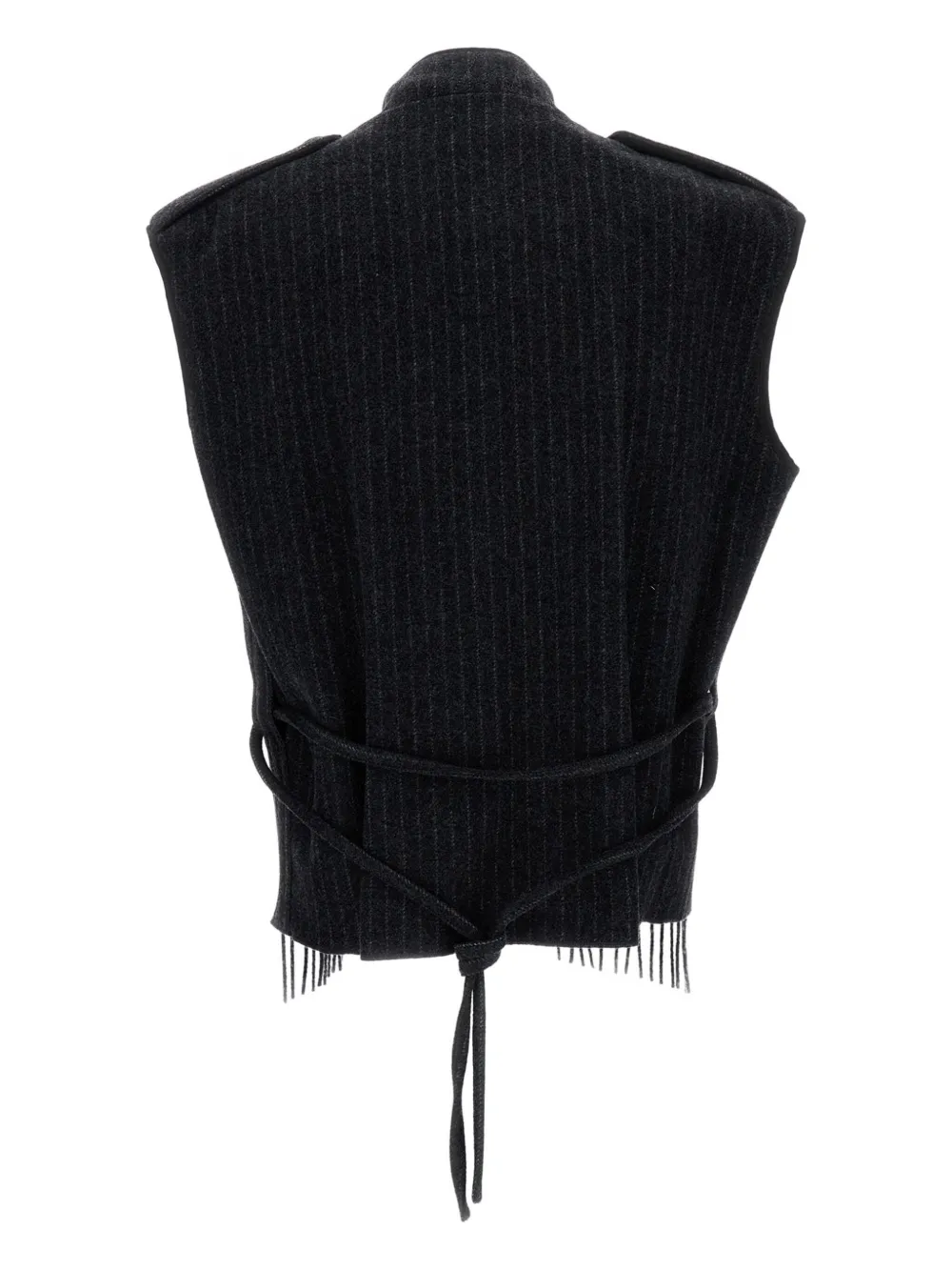 Durazzi Milano  sleeveless button-detail fringe vest | Blouses | Image 2