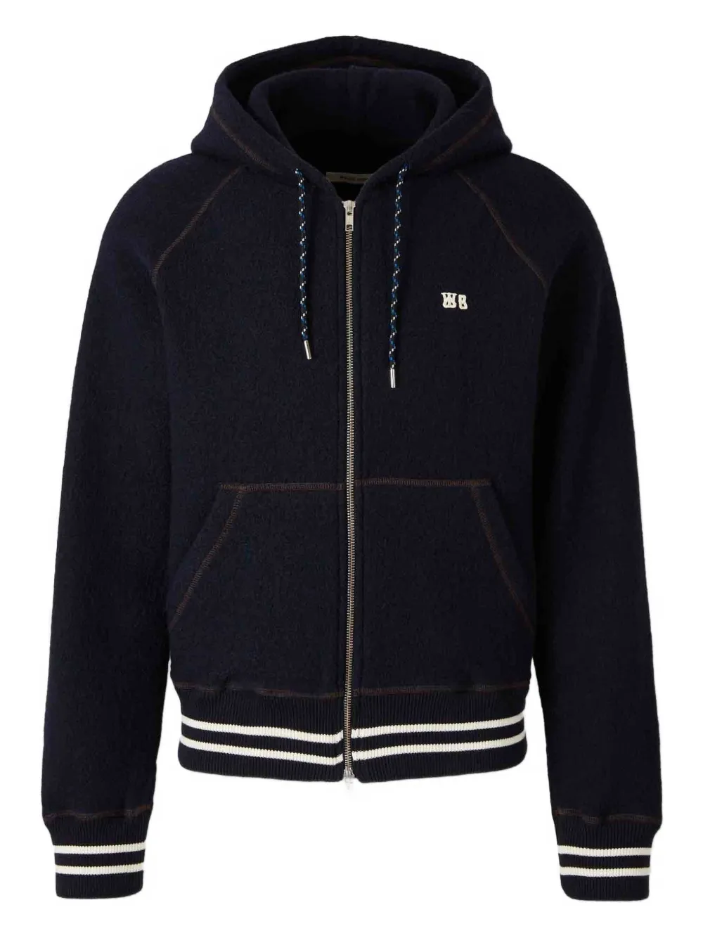 Wales Bonner hooded wool cardigan | Blue | Image 1