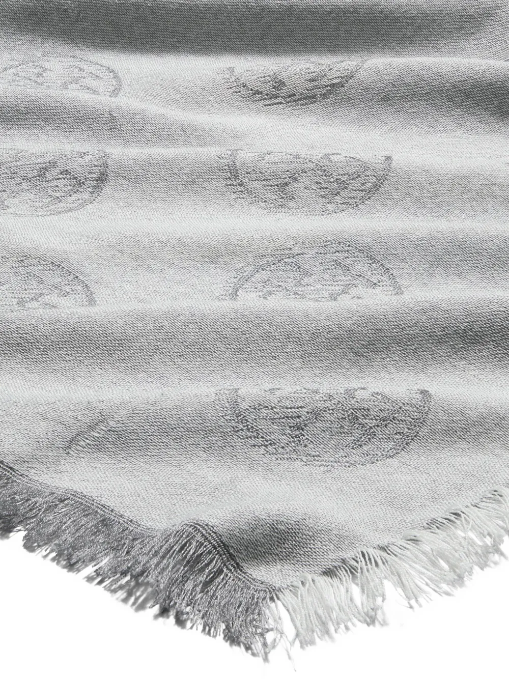 Tory Burch Medallion Logo Oblong Traveler Scarf In Gray