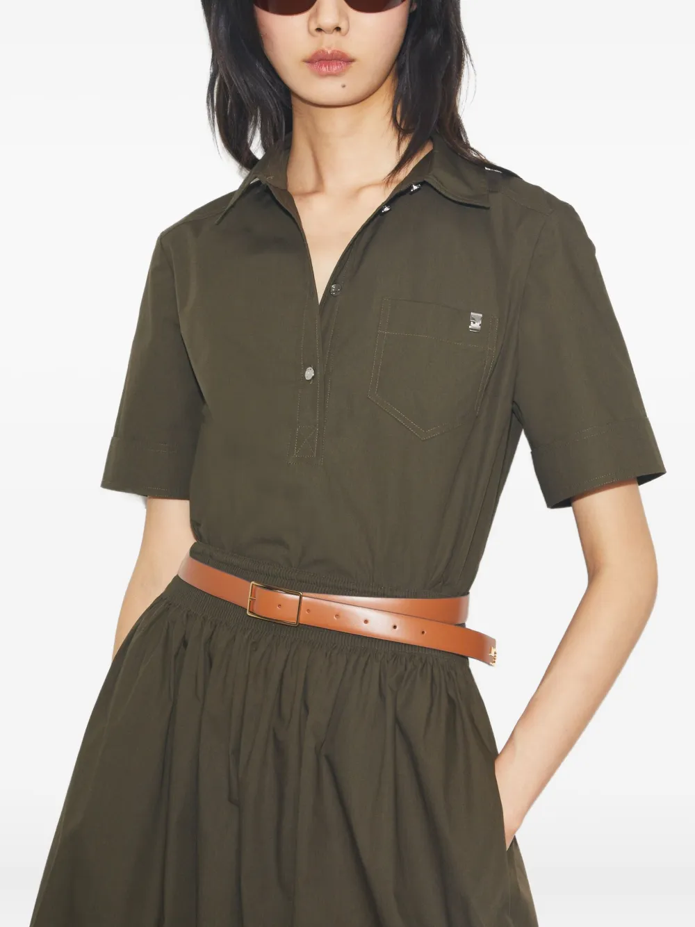 Tory Burch Blouse met zak en korte mouwen Groen