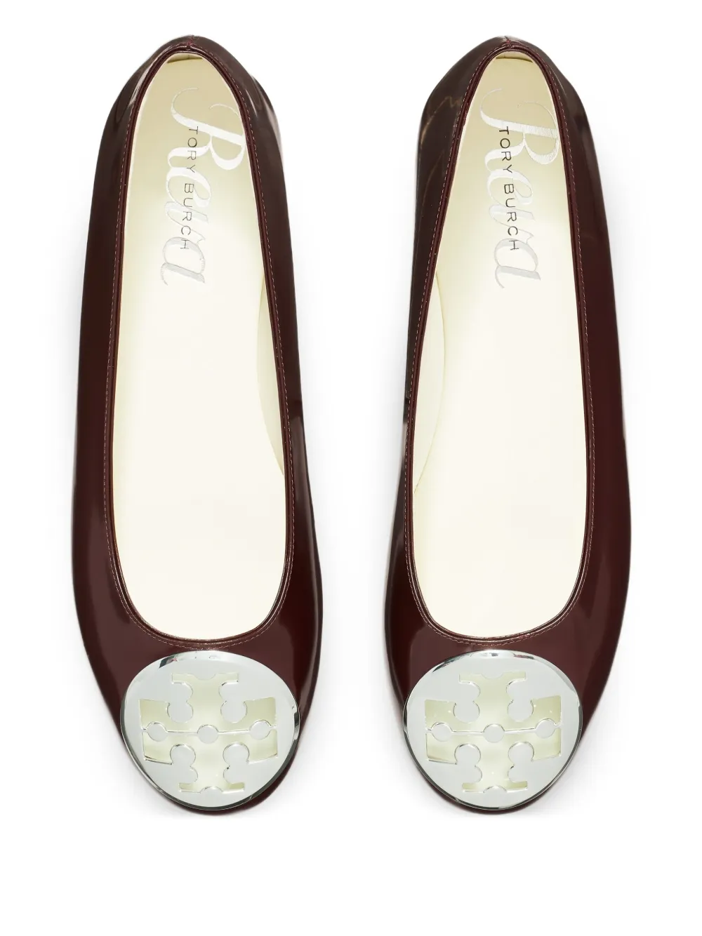 Tory Burch logo-plaque ballet flats Brown