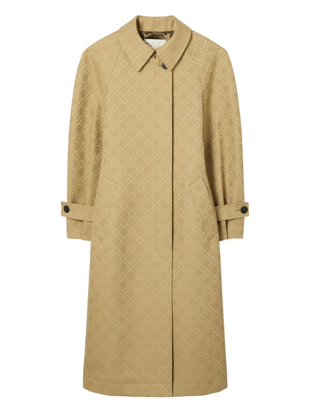 Tory Burch T-monogram Jacquard Trench Coat In Brown