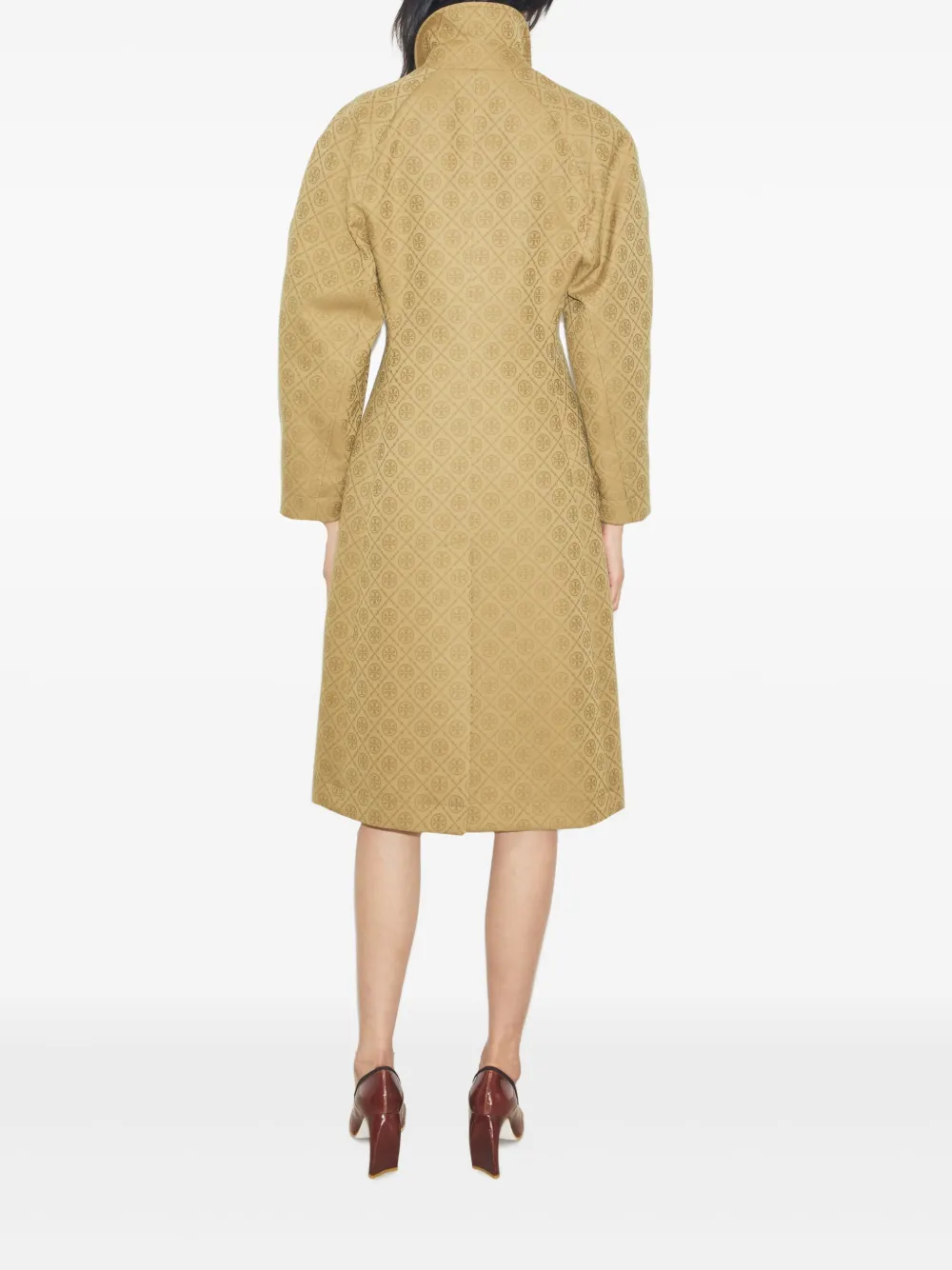 Tory Burch T-monogram Jacquard Trench Coat In Brown