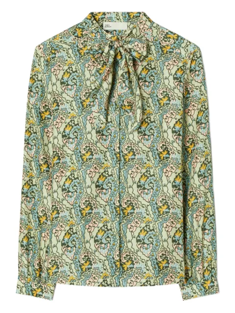 Tory Burch paisley-print bow blouse