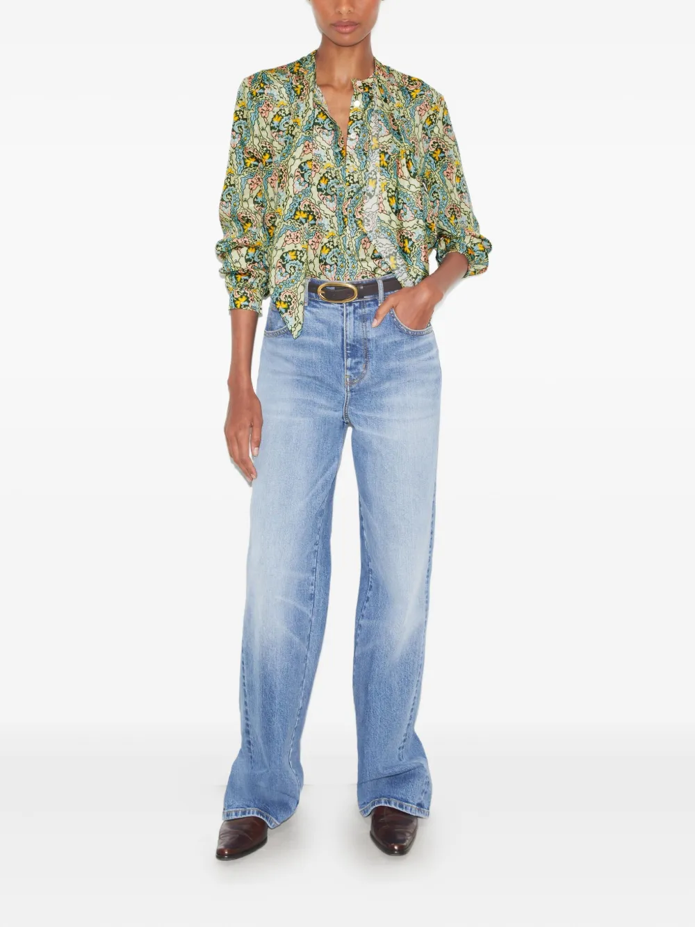 Tory Burch Paisley-print Bow Blouse In Green