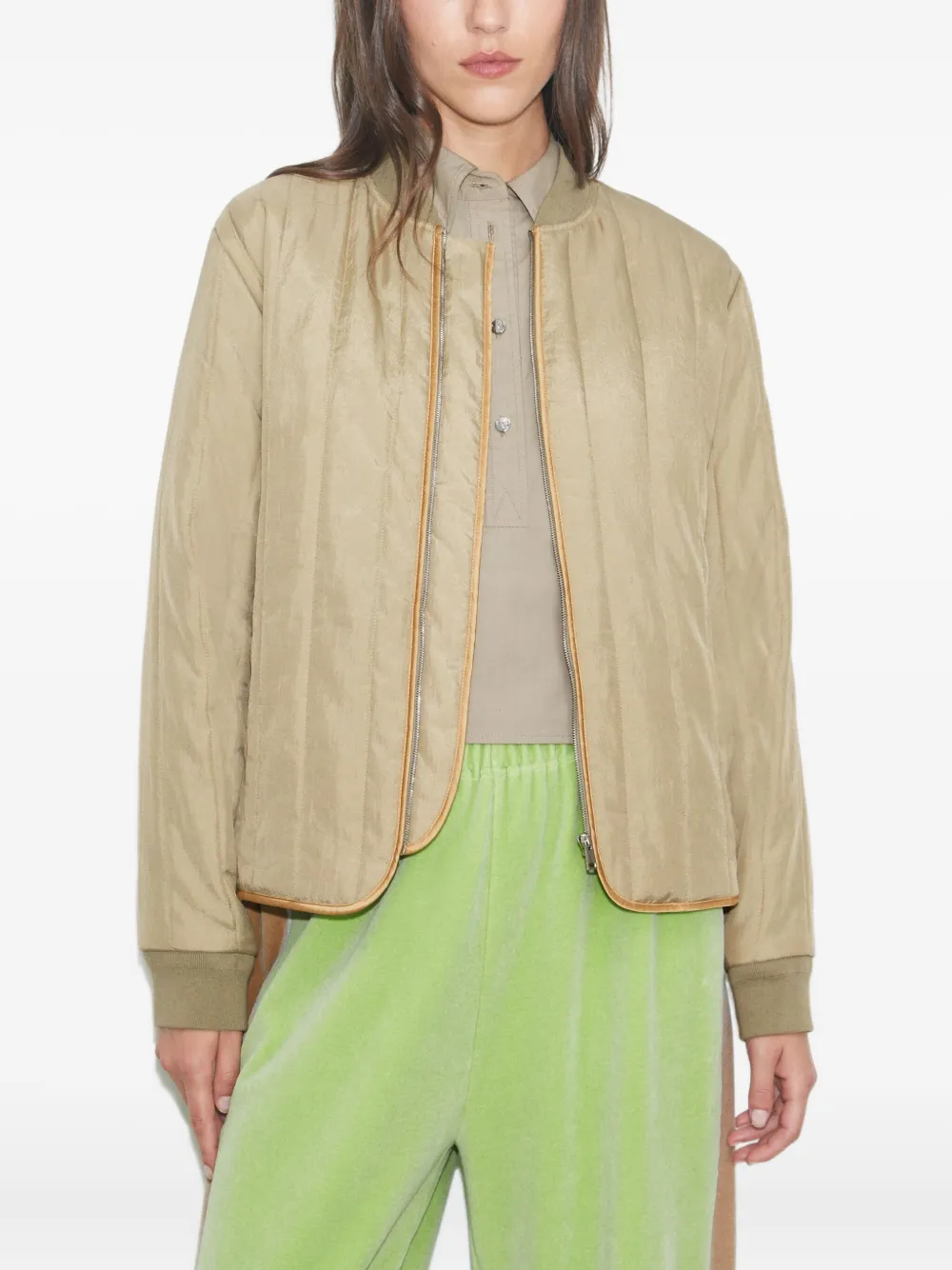 Tory Burch Quilted Nylon Jacket In Green