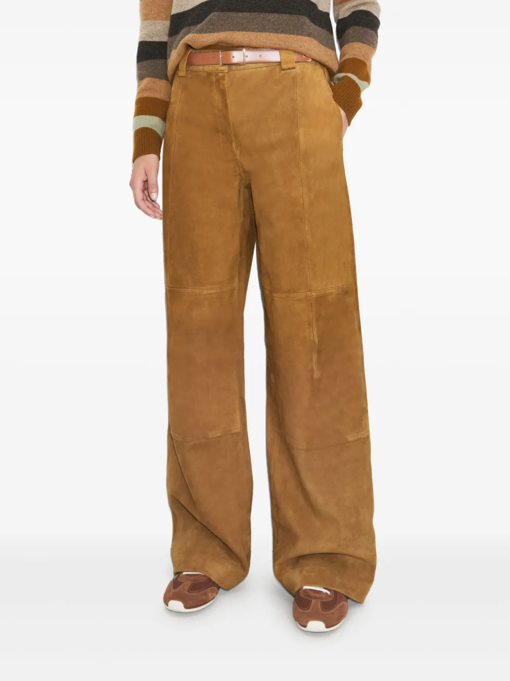 Tory Burch Suède broek met vlakken Bruin