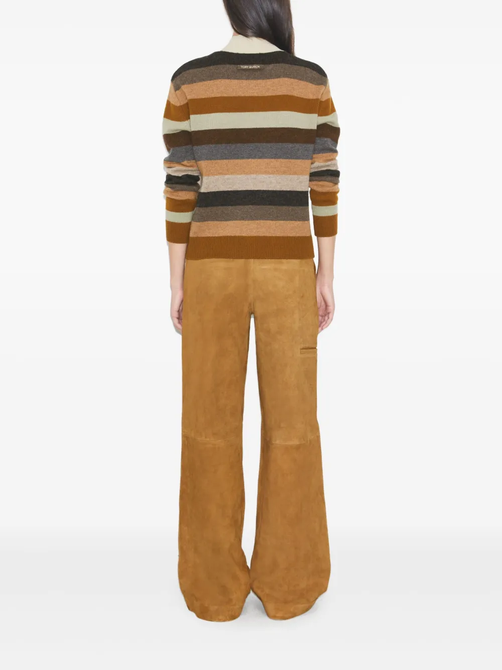 Tory Burch Suède broek met vlakken Bruin
