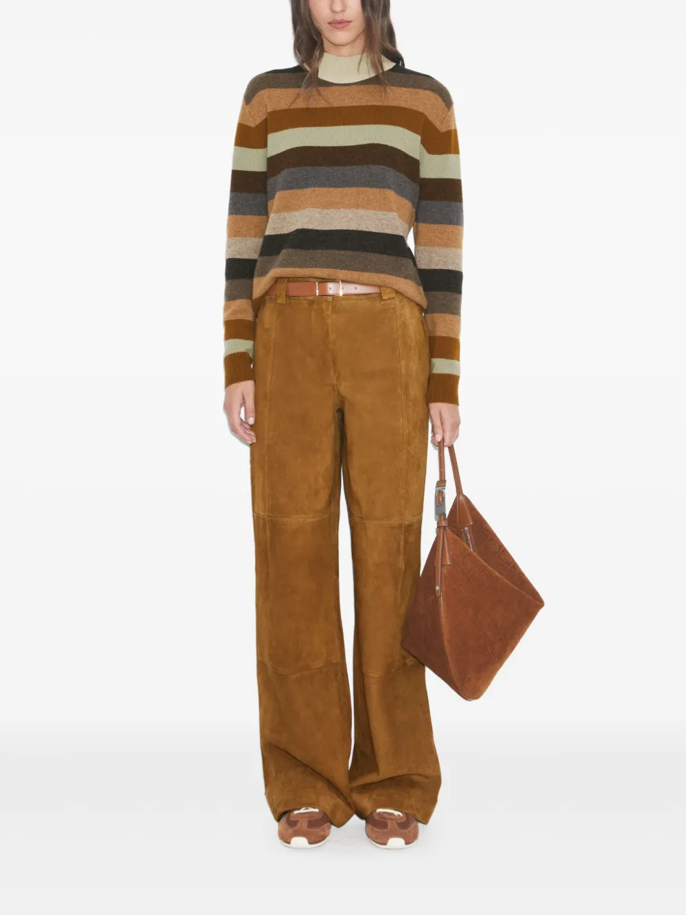 Tory Burch Suède broek met vlakken Bruin