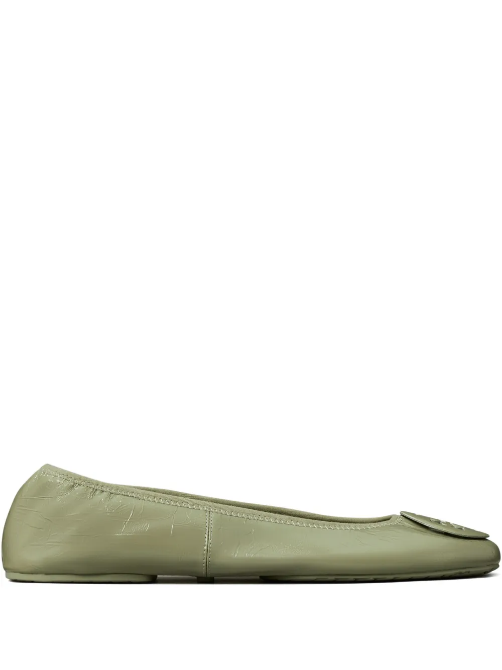 Tory Burch Reva Travel logo-plaque patent-leather ballet flats Green